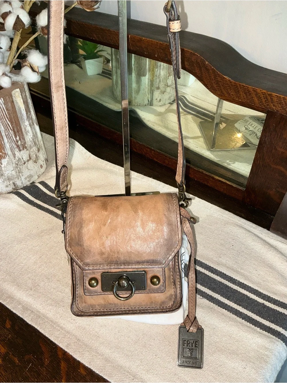 NWT RARE Frye Leather Cameron Mini Crossbody Bag Tan Brown MSRP $288